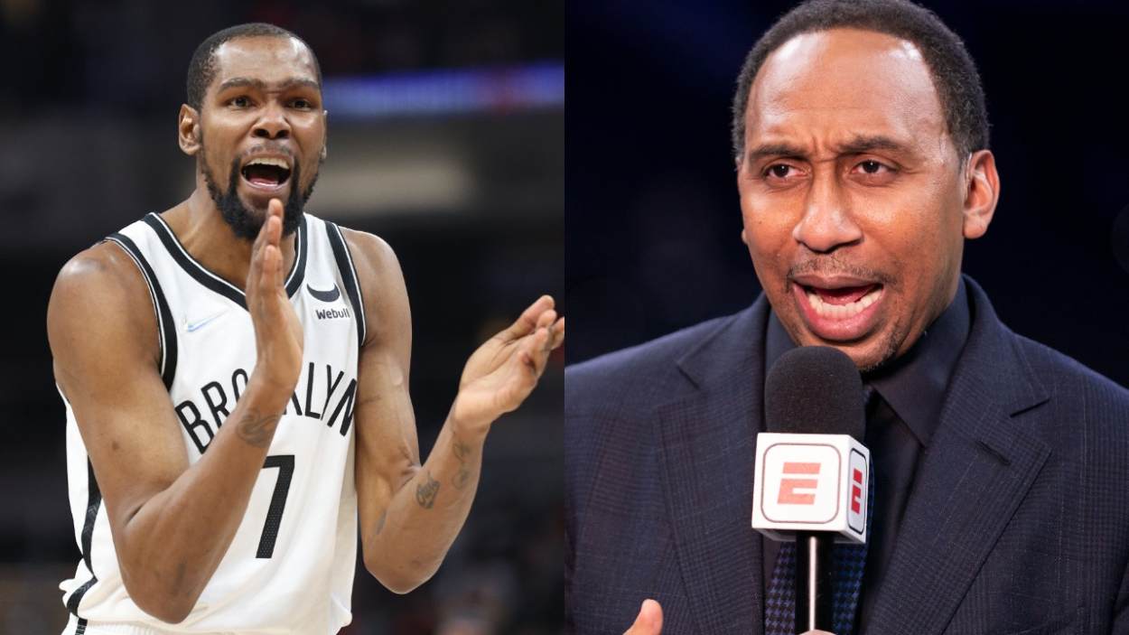 Brooklyn Nets star Kevin Durant and ESPN commentator Stephen A. Smith.