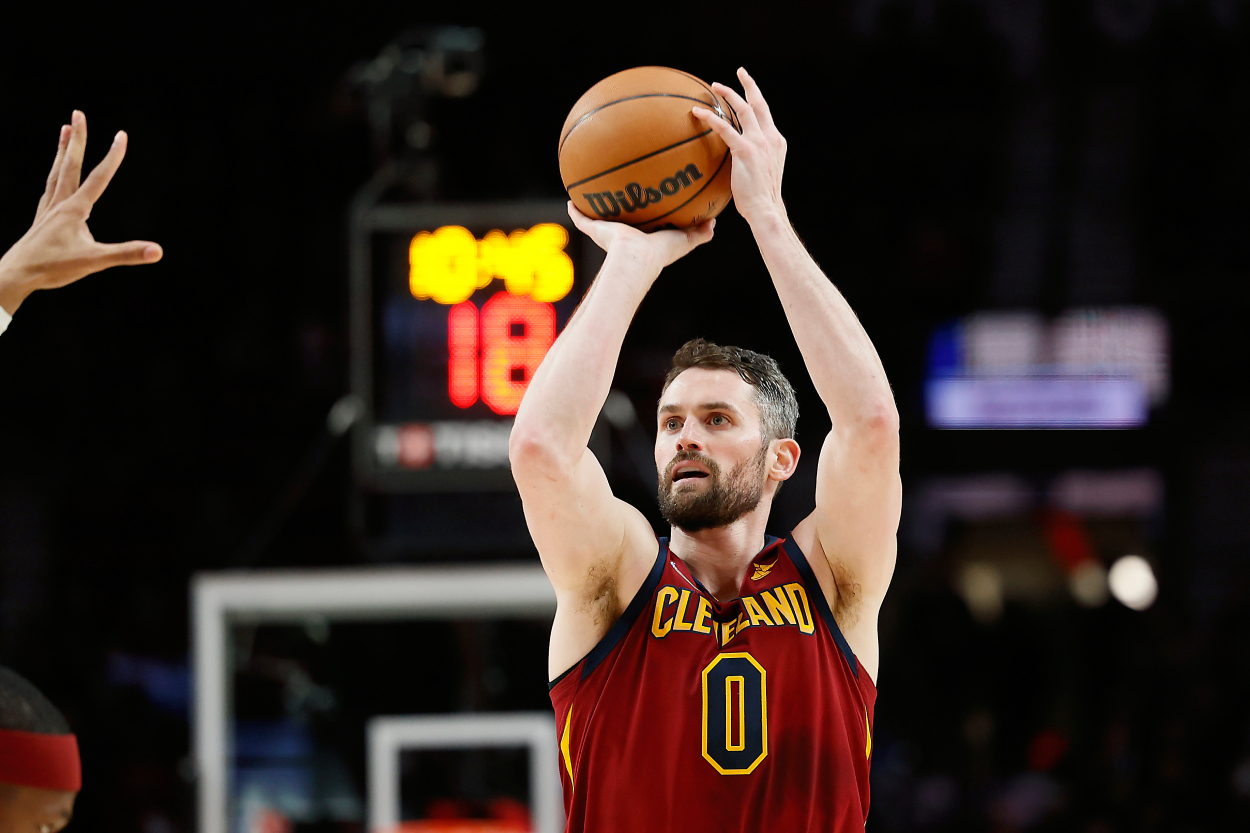 Cavs forward Kevin Love during a game against the Portland Trail Blazers in 2022.