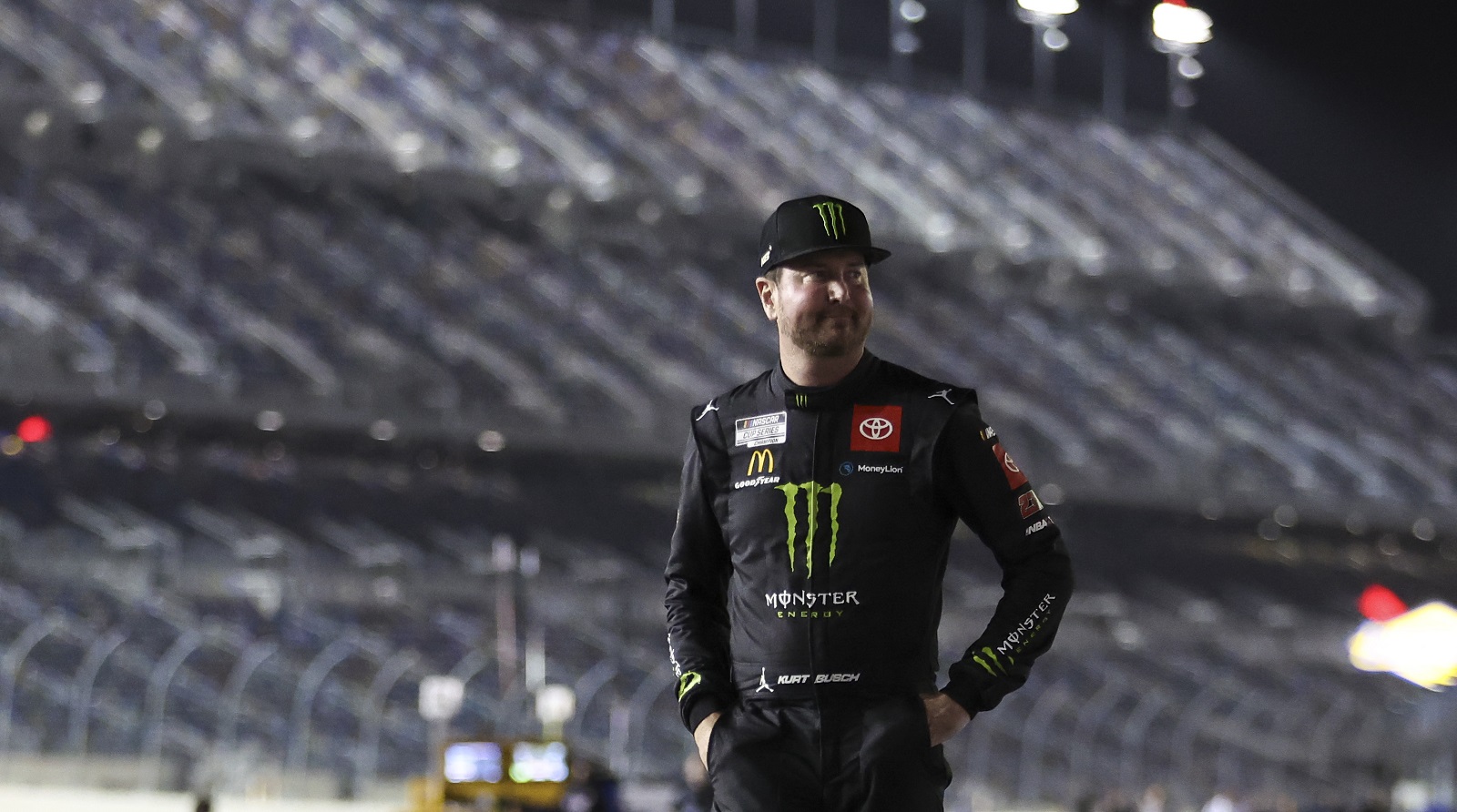 Kurt Busch, driver of the No. 45 Toyota, walks on pit lane during qualifying for the Daytona 500 on Feb. 16, 2022 in Daytona Beach, Florida.