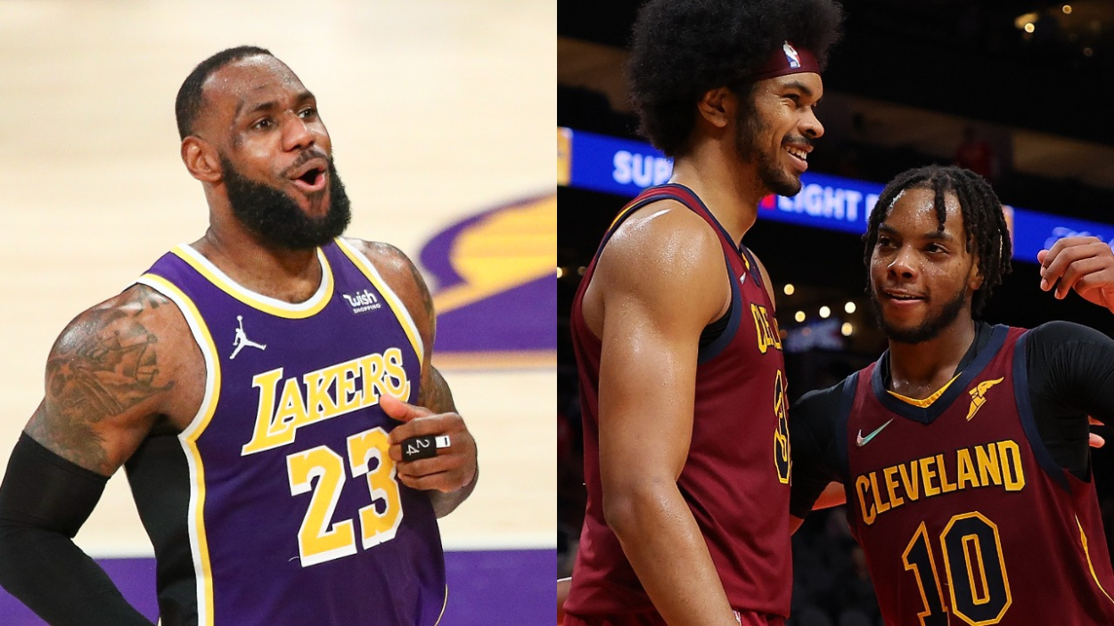 LeBron James and Cavs stars Jarrett Allen and Darius Garland.
