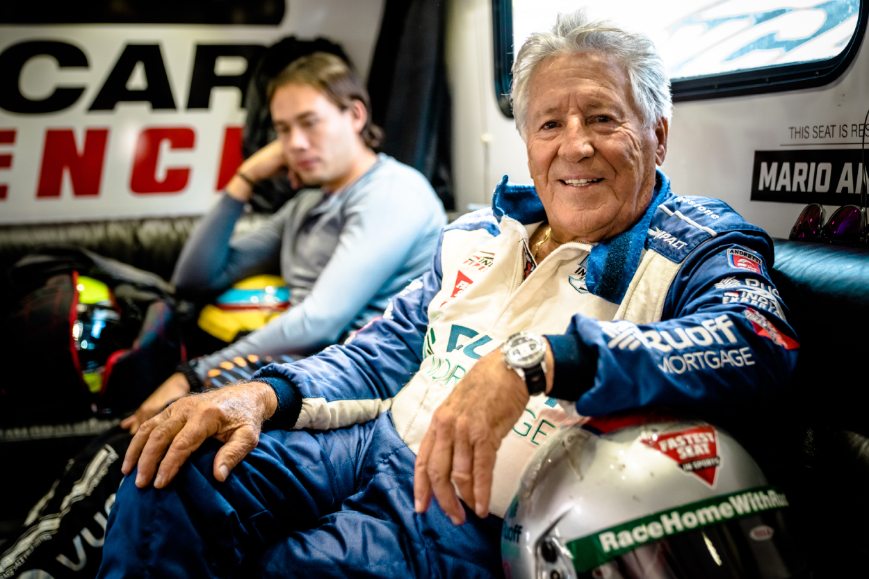 Mario Andretti poses for a portrait at the 2021 Acura Grand Prix Of Long Beach on September 25, 2021, in Long Beach, California.