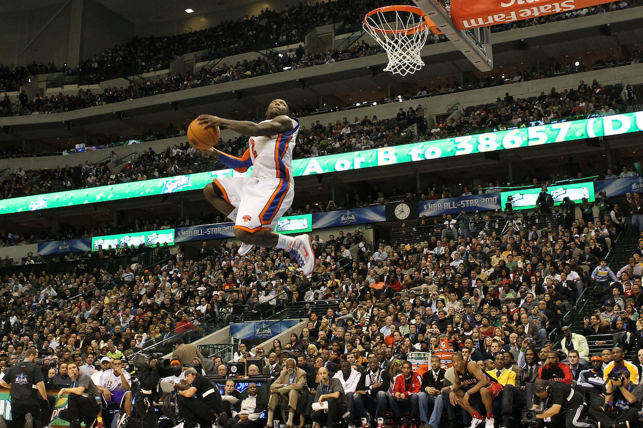 Nate Robinson rises up during the 2010 Slam Dunk Contest.
