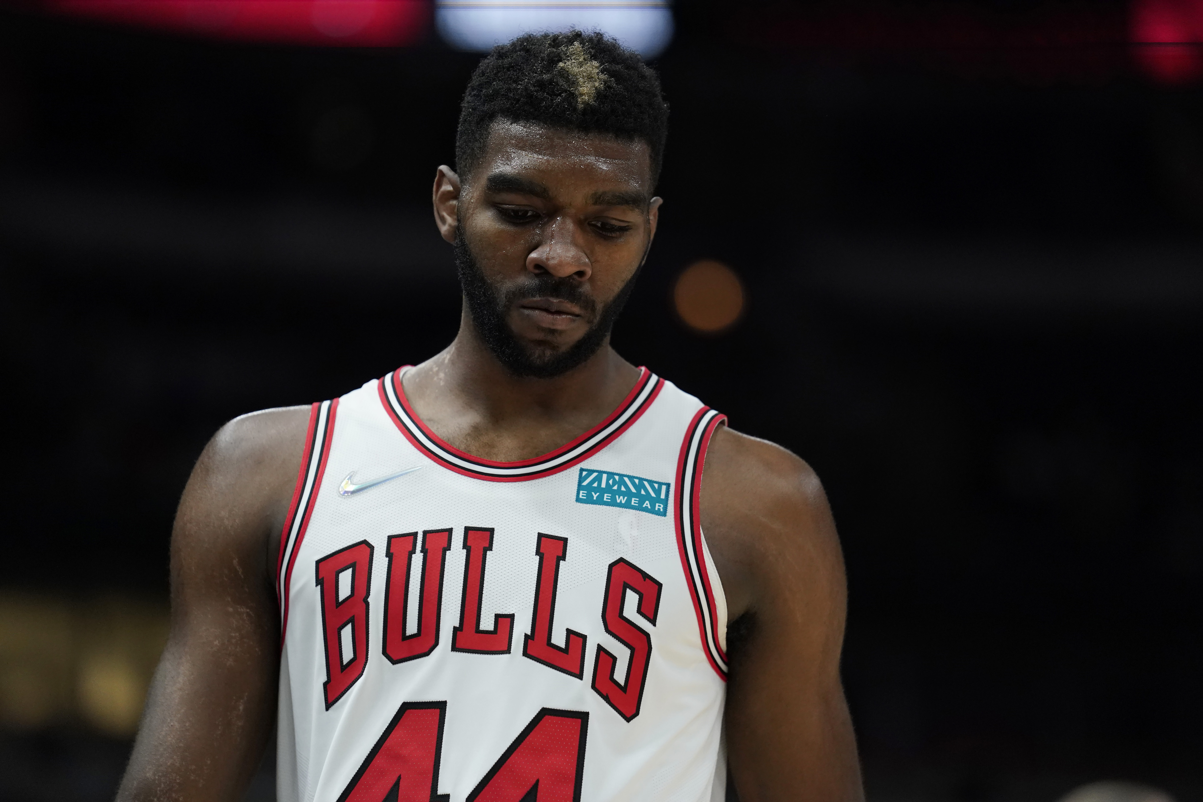 Chicago Bulls forward Patrick Williams looks on during an NBA game against the Memphis Grizzlies in October 2021
