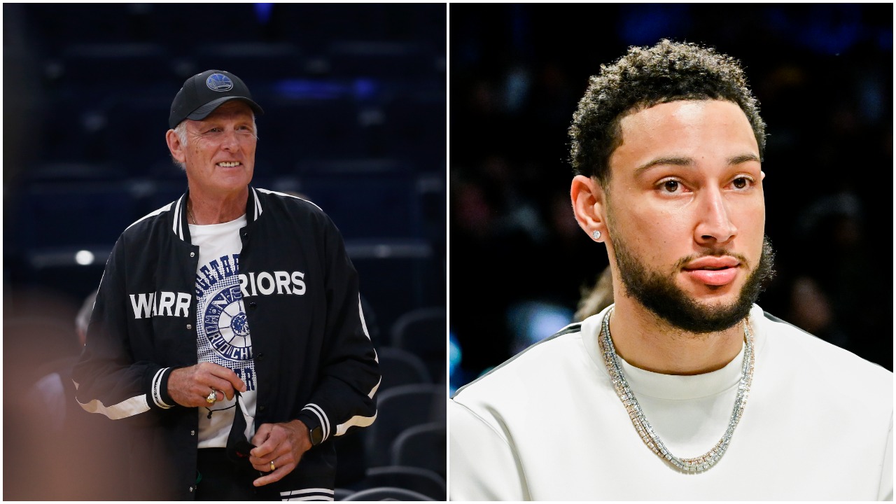L-R: NBA Hall of Famer attends a Golden State Warriors game and recent Brooklyn Nets acquisition Ben Simmons an NBA contest in February 2022