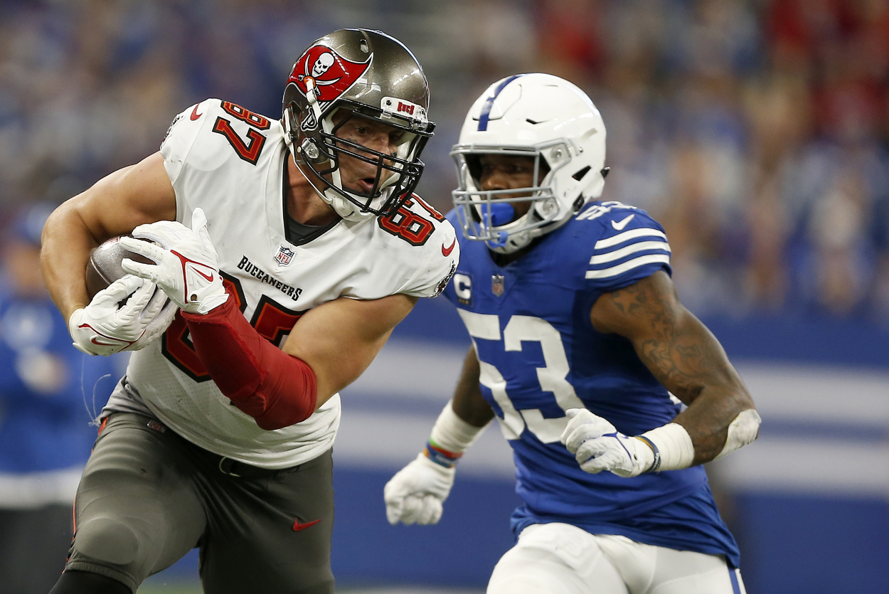 Tampa Bay Buccaneers tight end Rob Gronkowski faced the Indianapolis Colts in 2021.