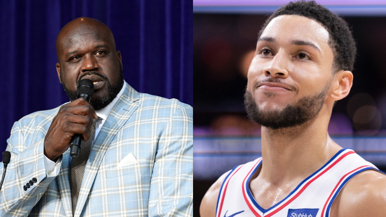 NBA legend Shaquille O'Neal and Philadelphia 76ers star Ben Simmons.