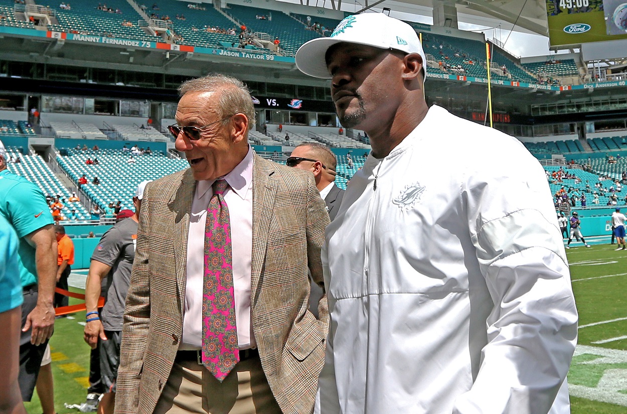 Stephen Ross, owner, Miami Dolphins, and Brian Flores 