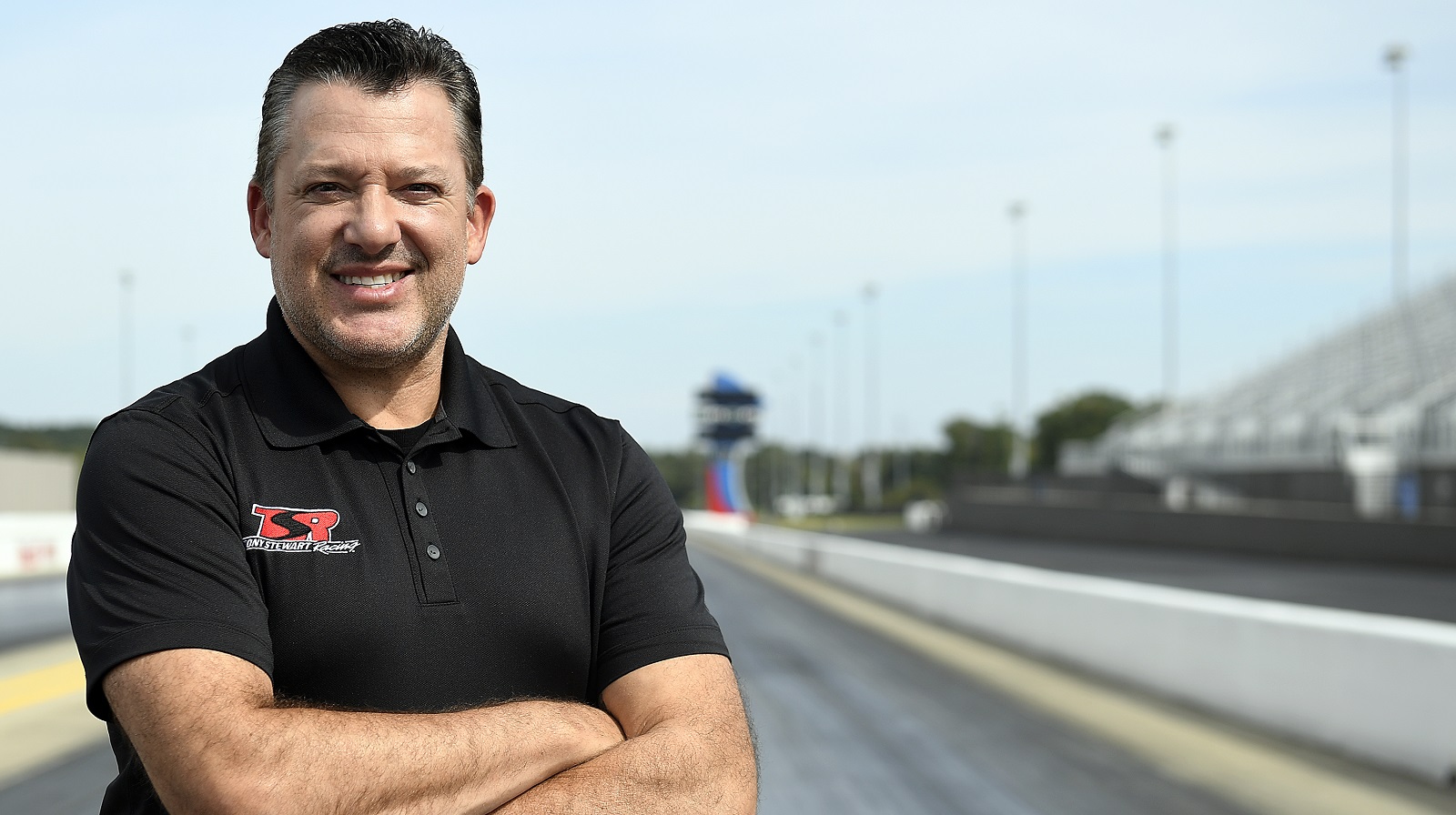 Tony Stewart poses for a portrait at the zMAX Dragway on Oct. 14, 2021, in Concord, North Carolina.