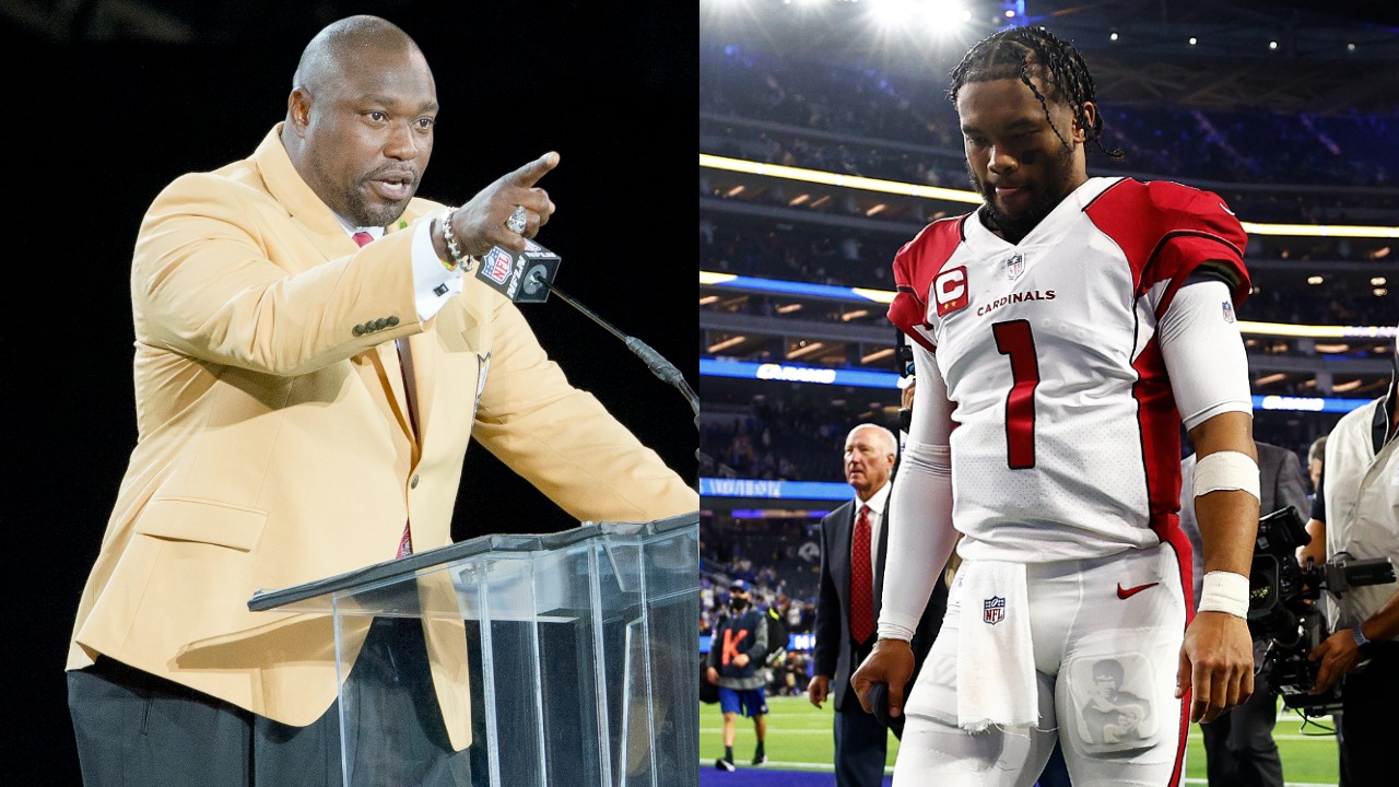 Warren Sapp speaks during Hall of Fame induction ceremony; Cardinals QB Kyler Murray walks off the field after a loss