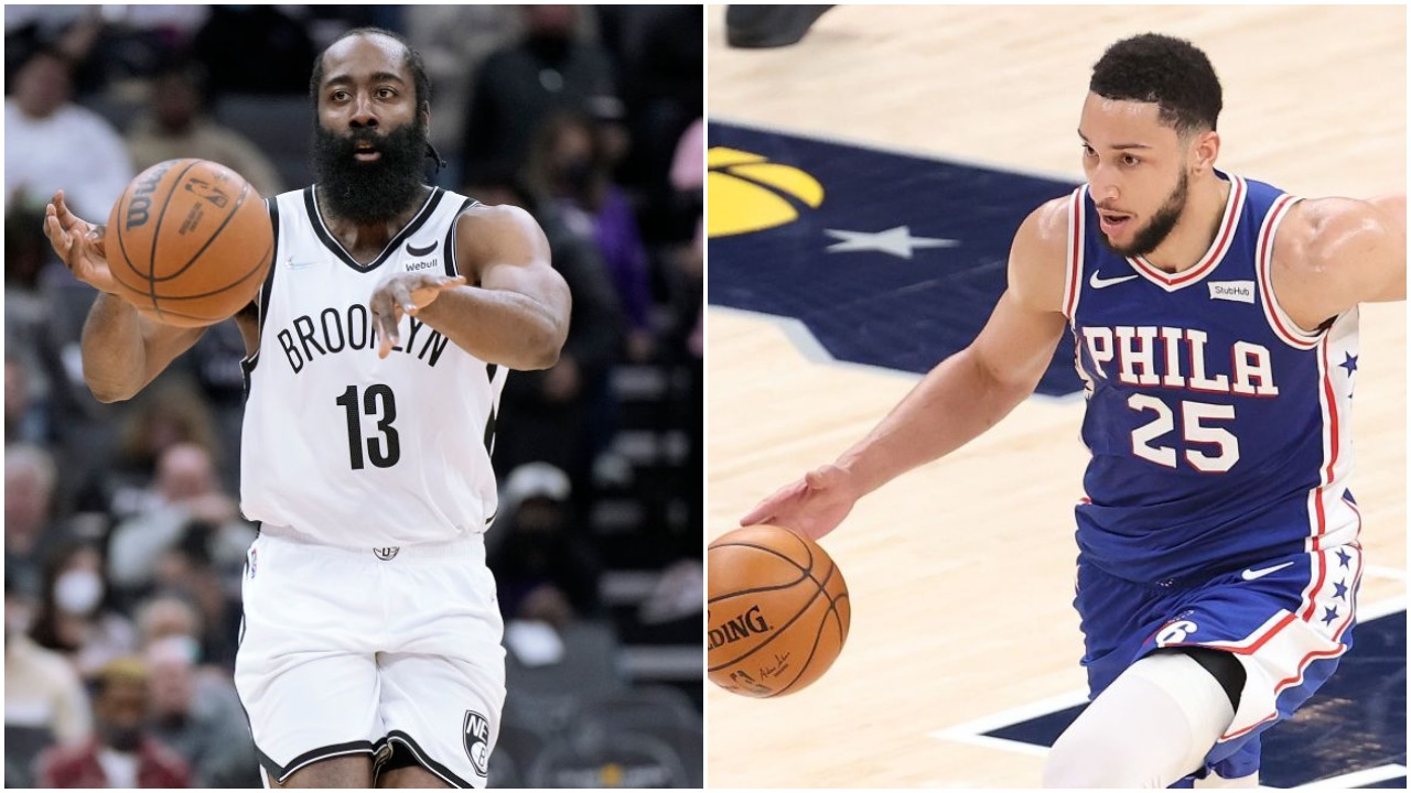 James Harden (L) and Ben Simmons (R) were swapped at the 2022 NBA Trade Deadline.