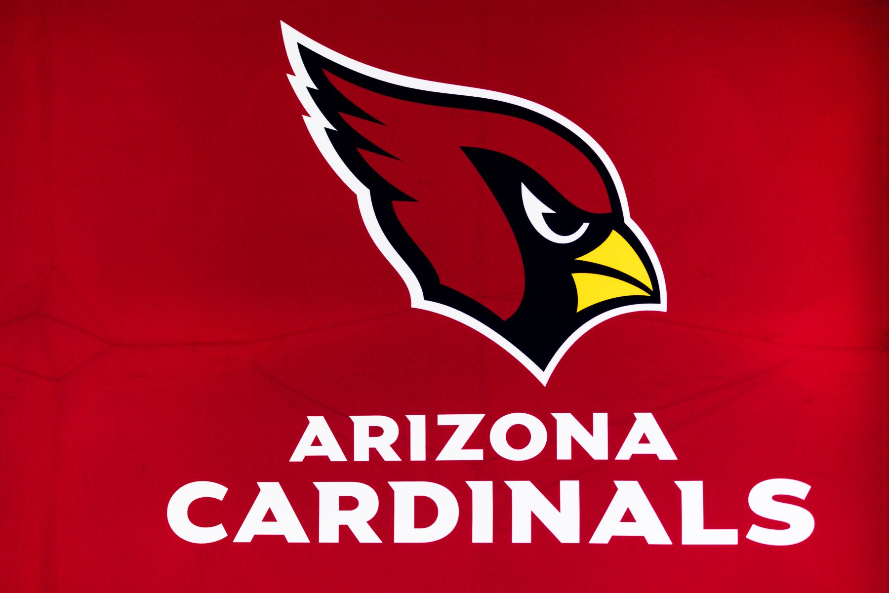 NFL team Arizona Cardinals logo seen at the Los Angeles Convention Center during the Super Bowl Experience
