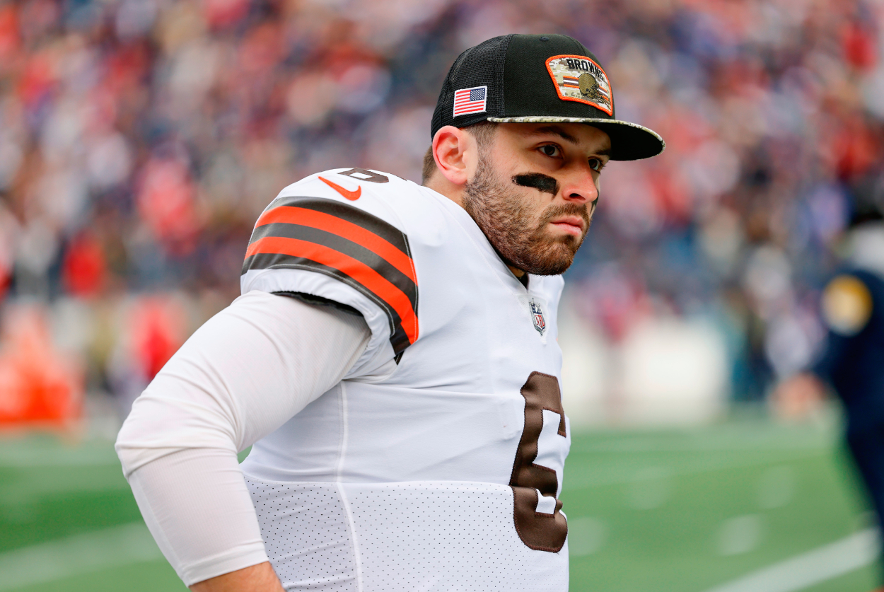 Cleveland Browns quarterback Baker Mayfield, who is reportedly interested in the Colts if he gets traded.