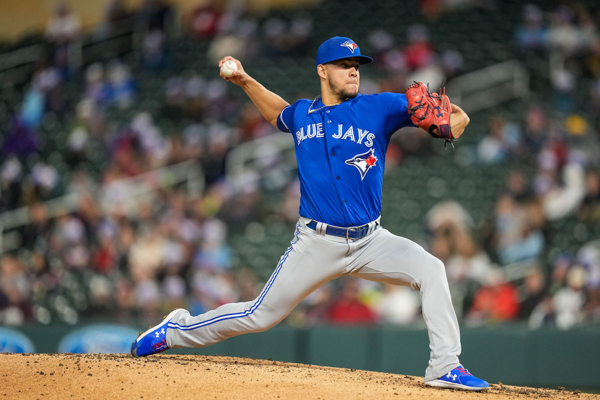 Jose Berrios pitches for the Toronto Blue Jays