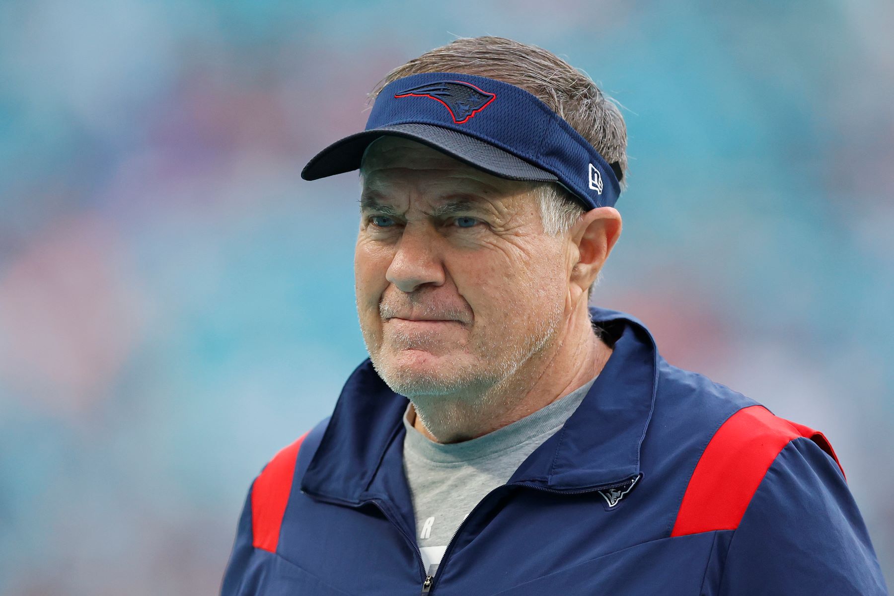 New England Patriots NFL team head coach Bill Belichick during a game against the Miami Dolphins