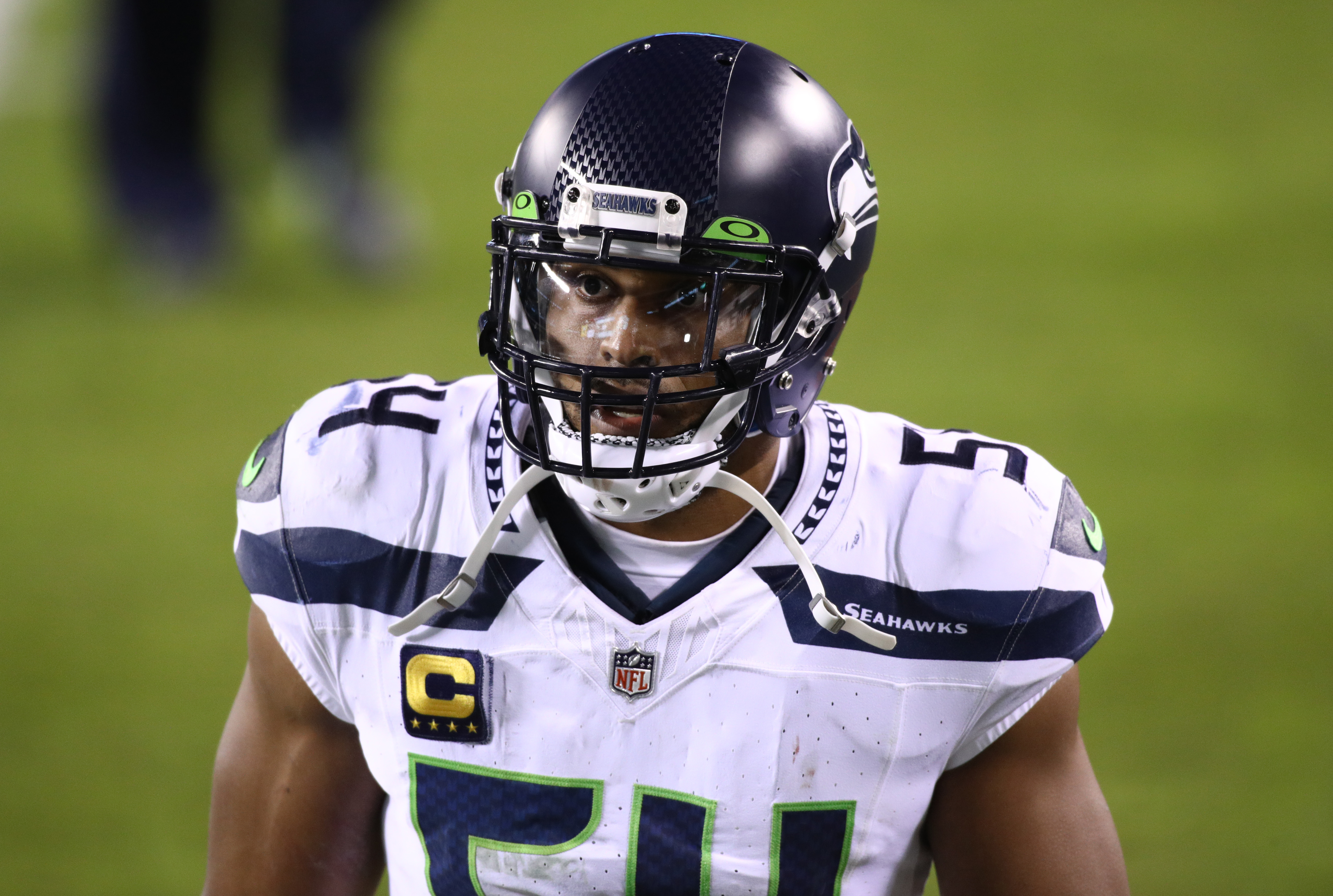 Former Seahawks linebacker Bobby Wagner walks off field after a game