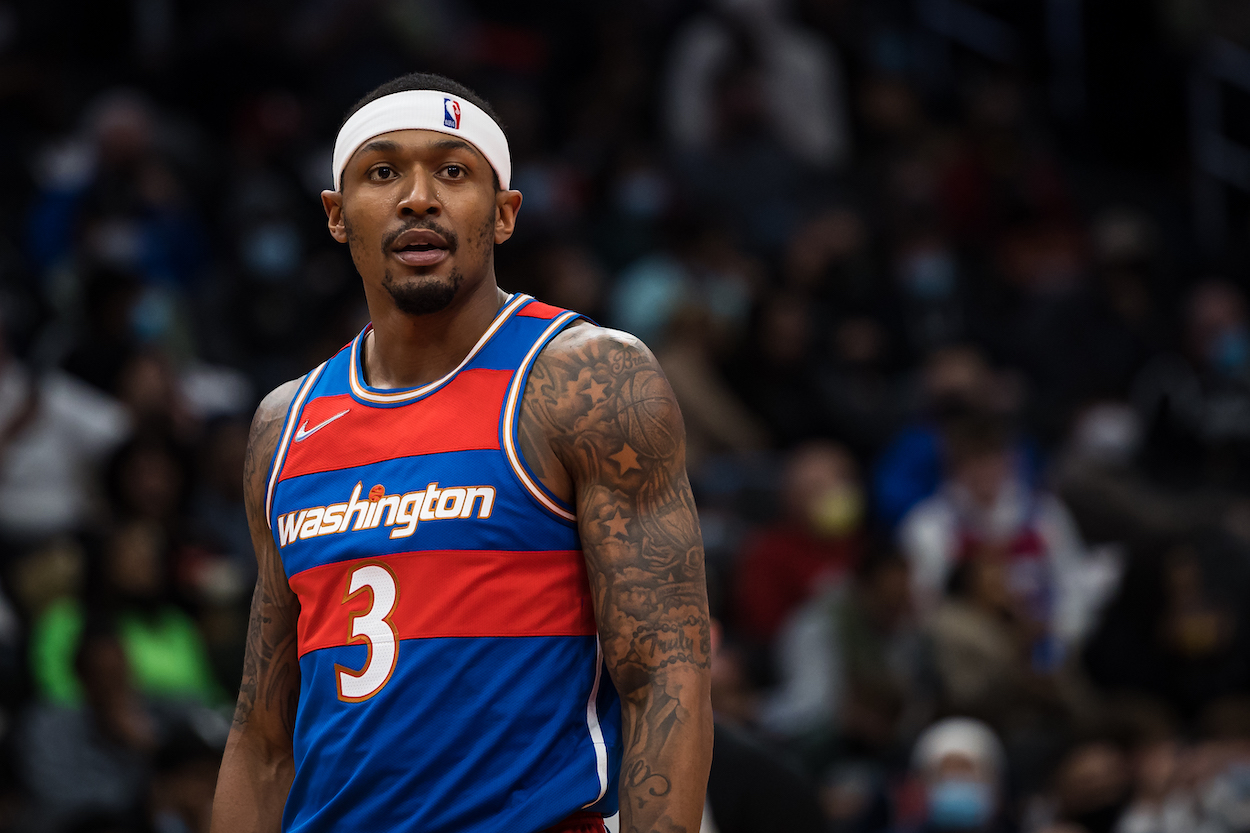 Bradley Beal looks on during a game.