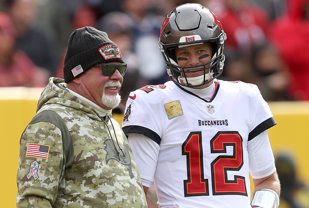 Tampa Bay Buccaneers head coach Bruce Arians and Tom Brady in 2021.