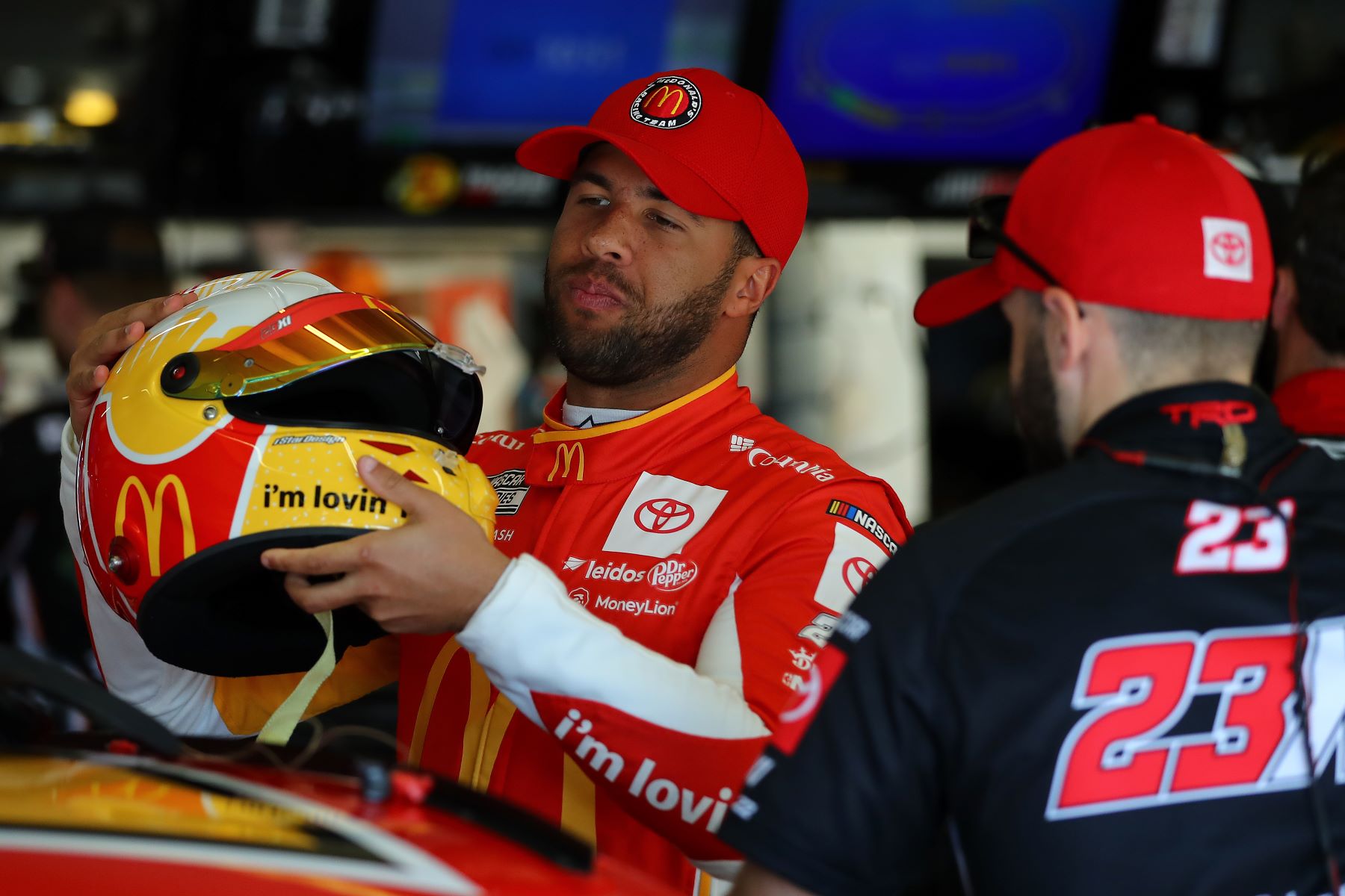 #23 McDonald's Toyota driver Bubba Wallace in practice for the NASCAR Cup Series Fold of Honor QuikTrip 500