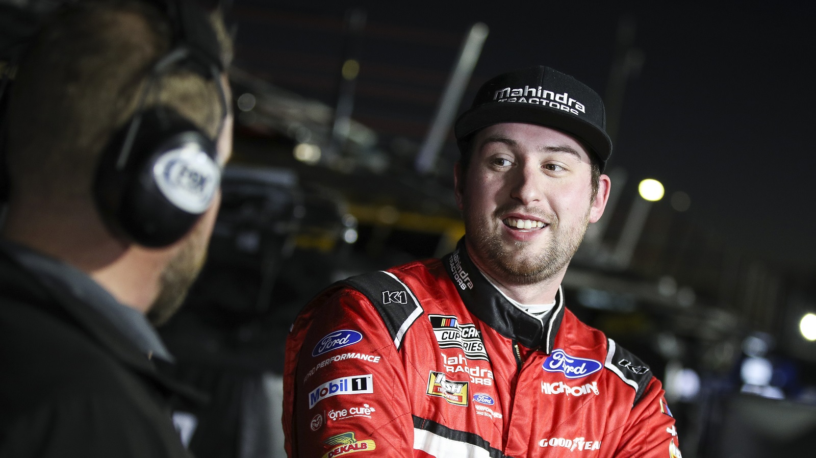 Chase Briscoe speaks to the media during qualifying for the NASCAR Cup Series Busch Light Clash at Los Angeles Memorial Coliseum on Feb. 5, 2022.