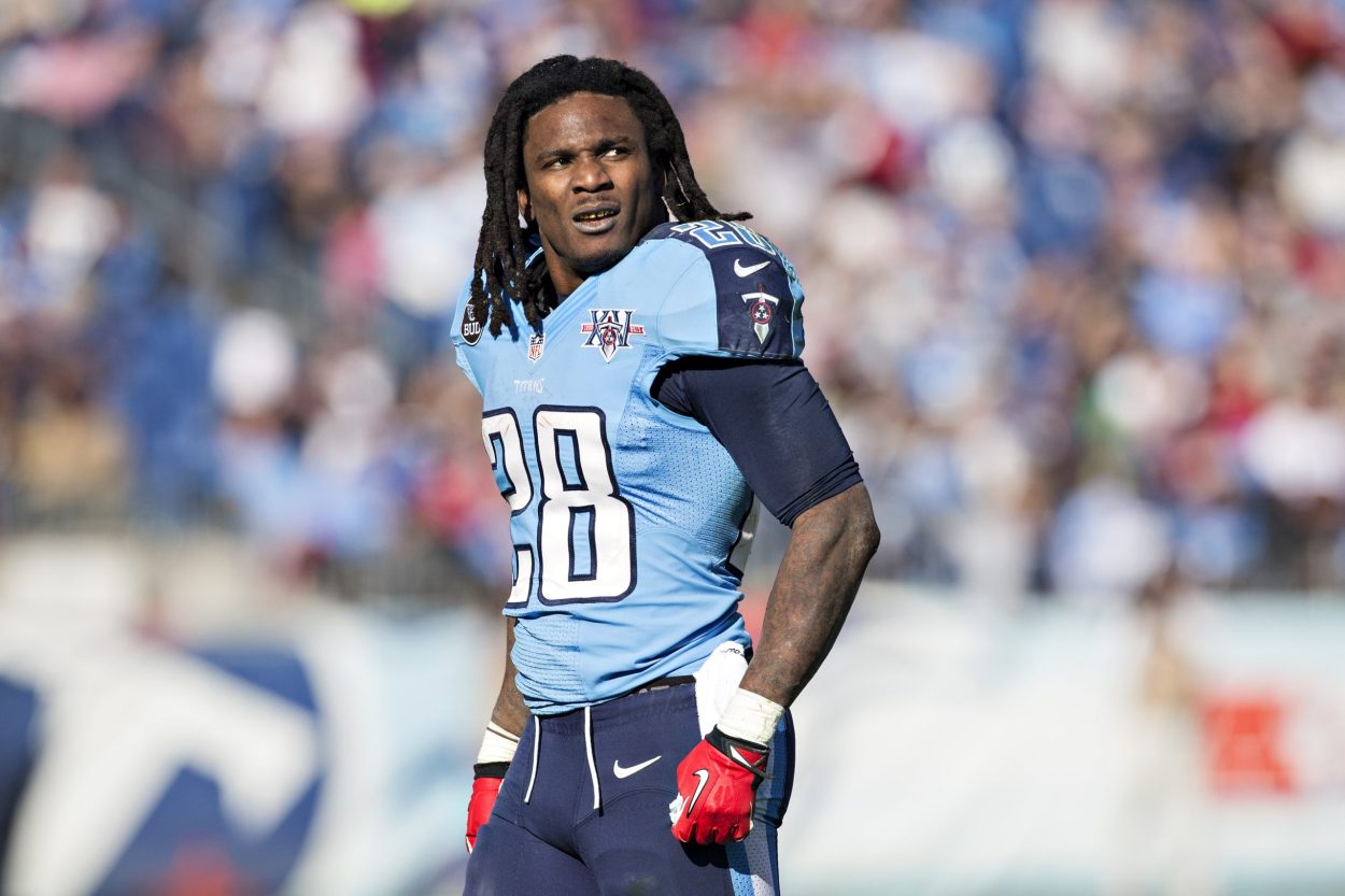 Titans RB Chris Johnson reacts during game against the Texans