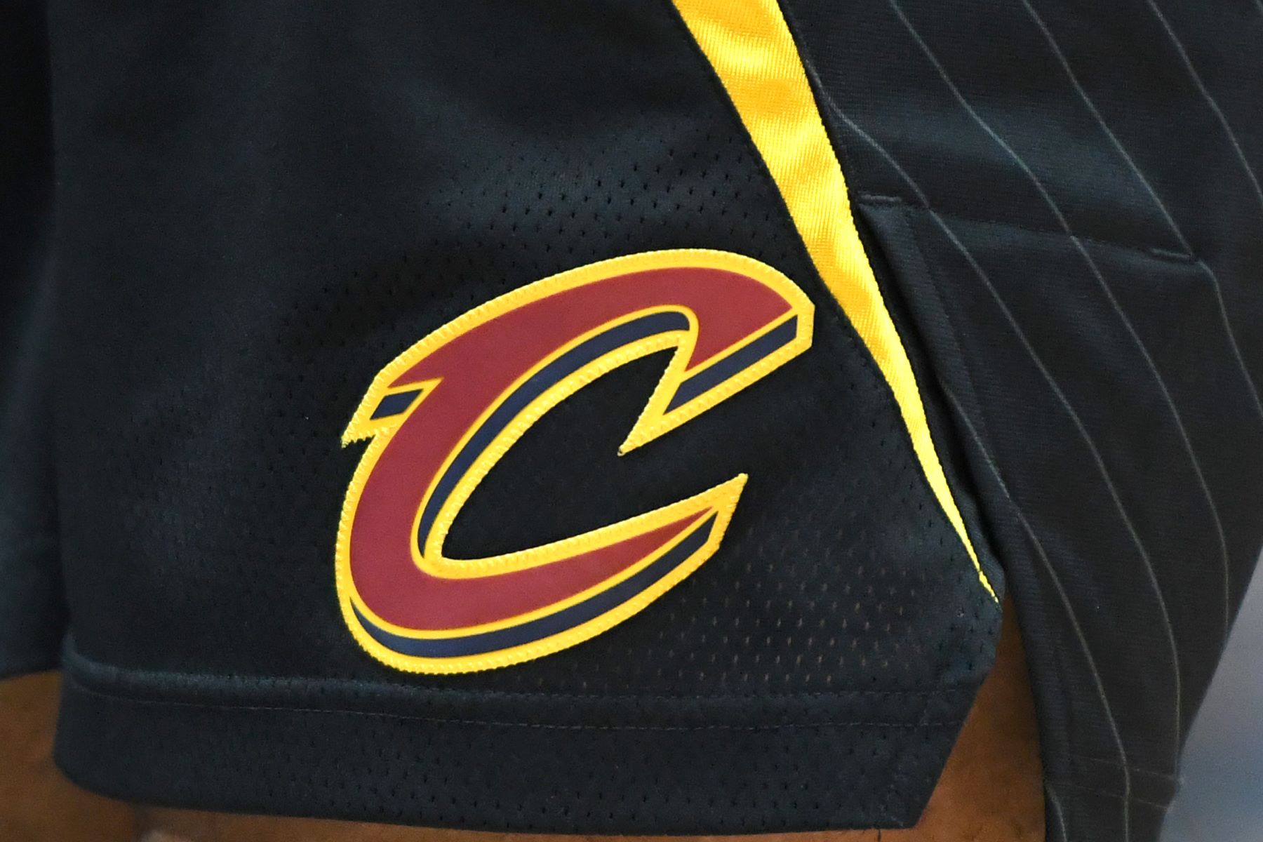 NBA team Cleveland Cavaliers logo on the uniform shorts during a game against the Washington Wizards