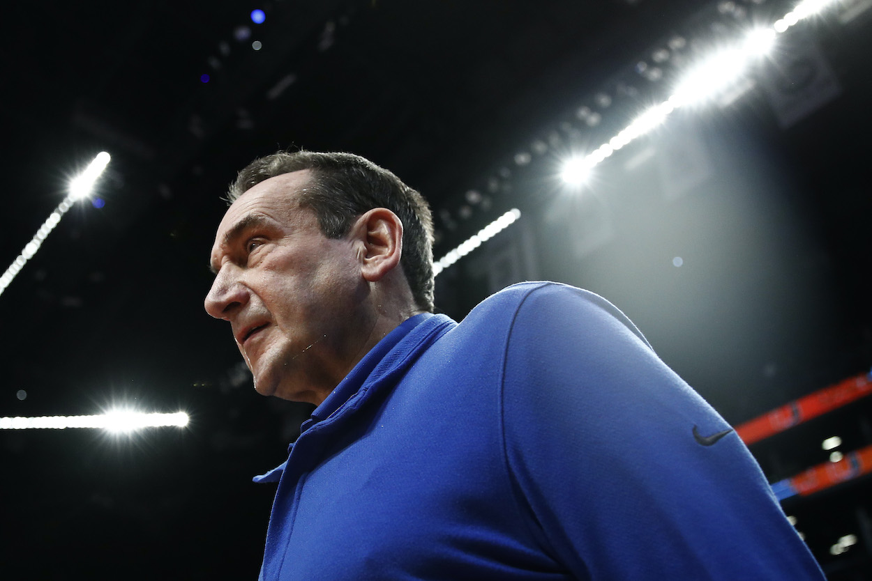 Coach K looks on against Miami.