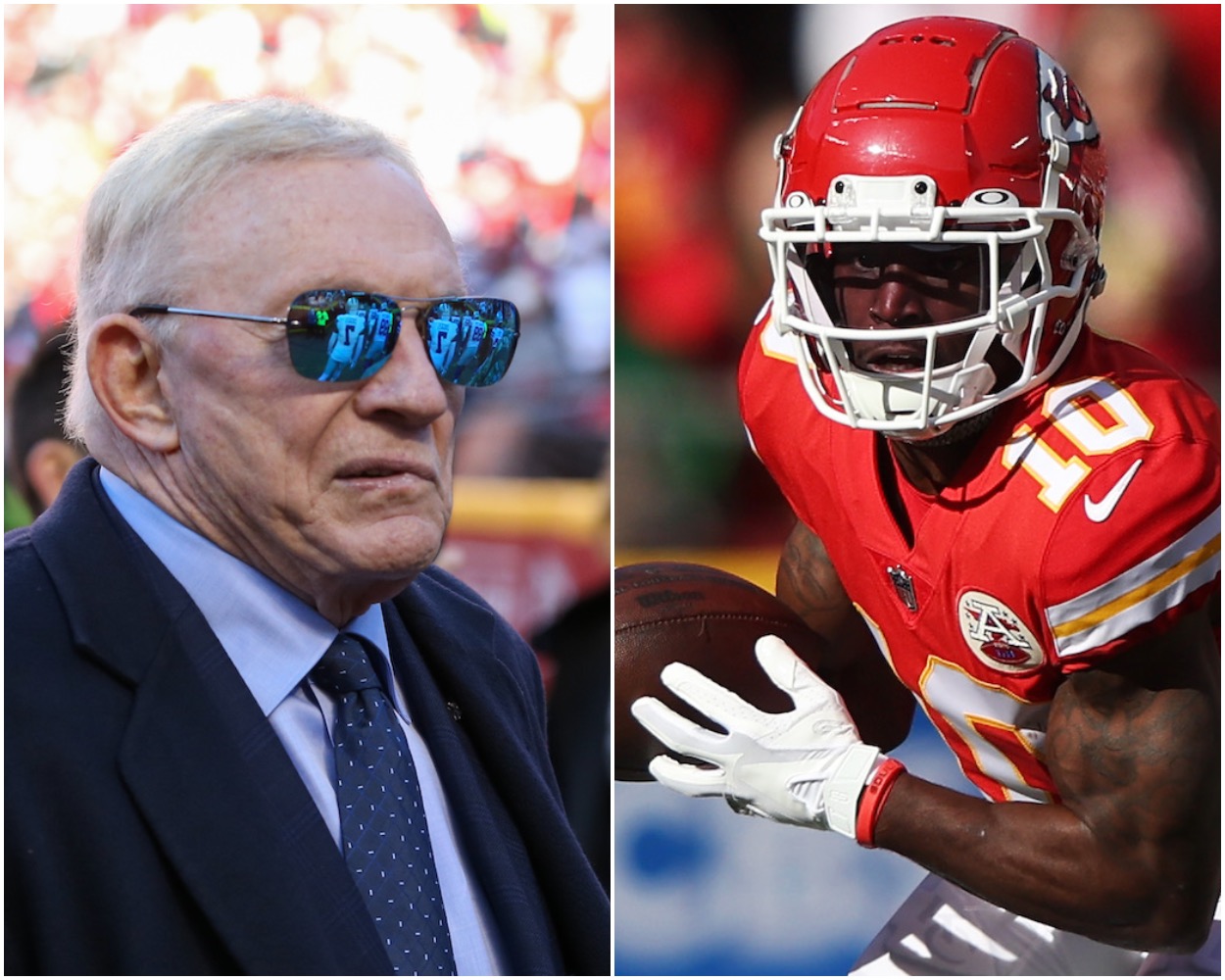 Cowboys owner Jerry Jones and Dolphins WR Tyreek Hill
