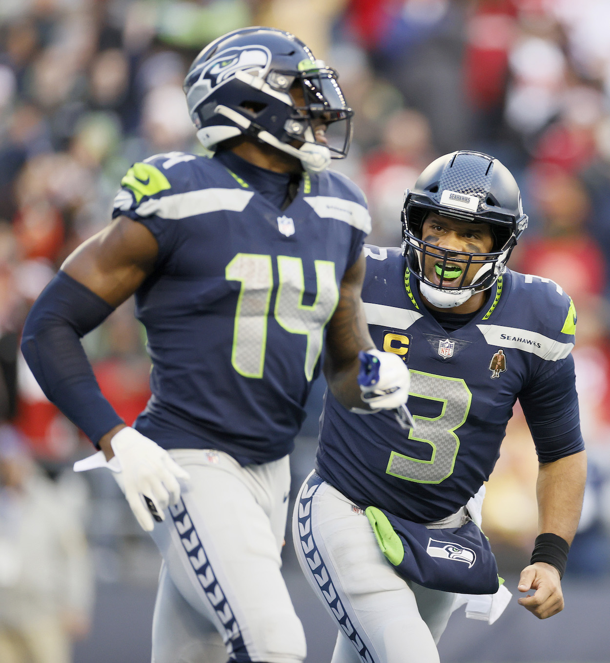 D.K. Metcalf and Russell Wilson.