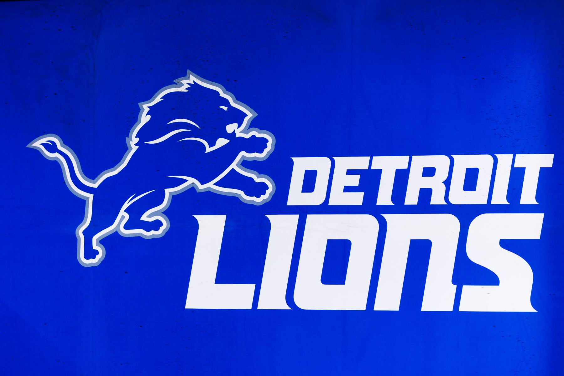 NFL team Detroit Lions logo seen at the Los Angeles Convention Center during the Super Bowl Experience