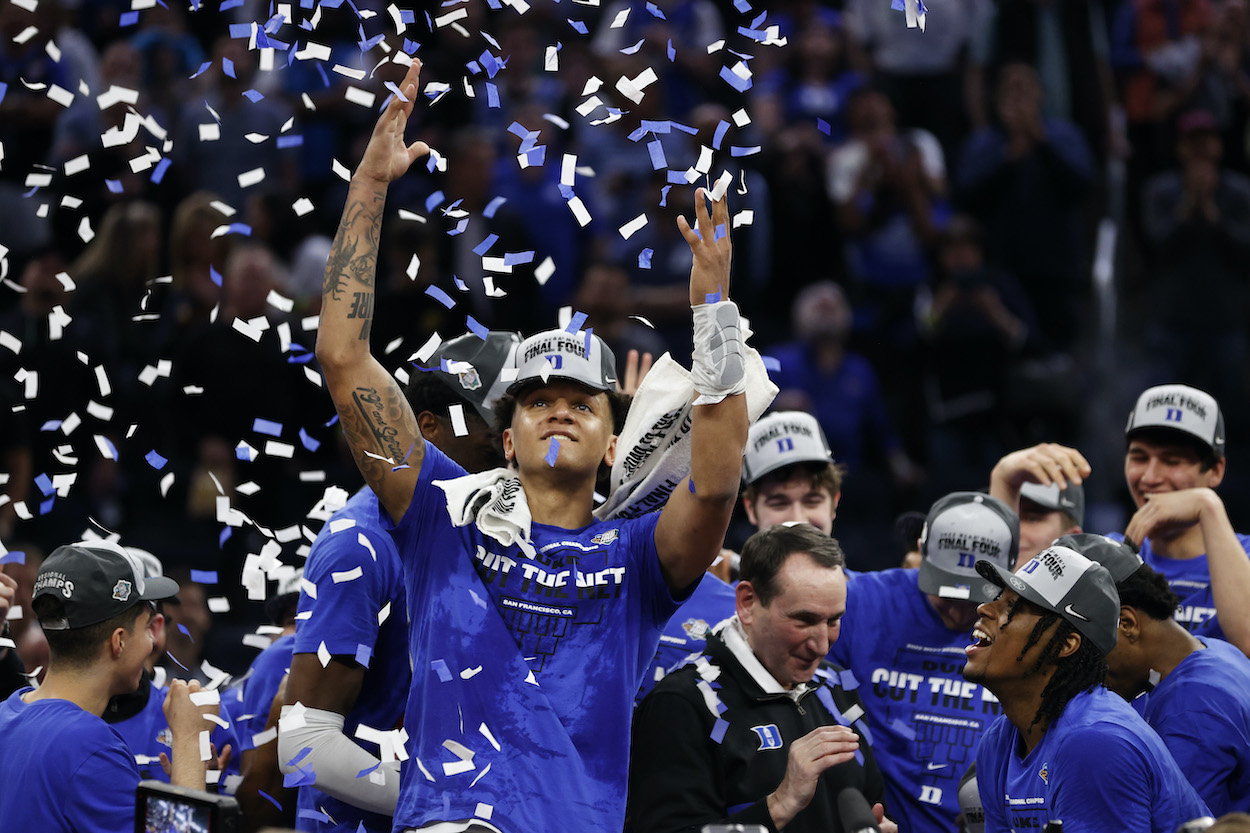 Paolo Banchero celebrates for Duke.