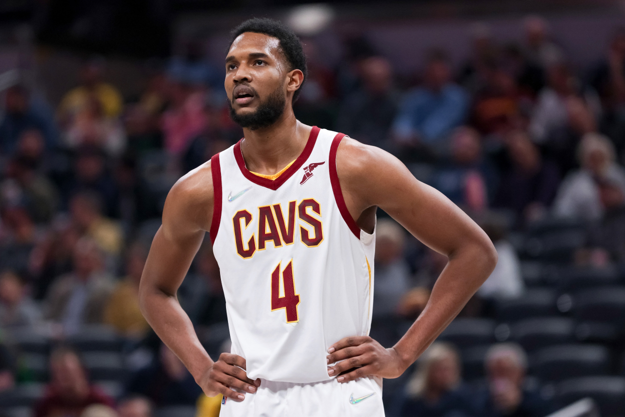 Cleveland Cavaliers star rookie Evan Mobley during a game against the Pacers.