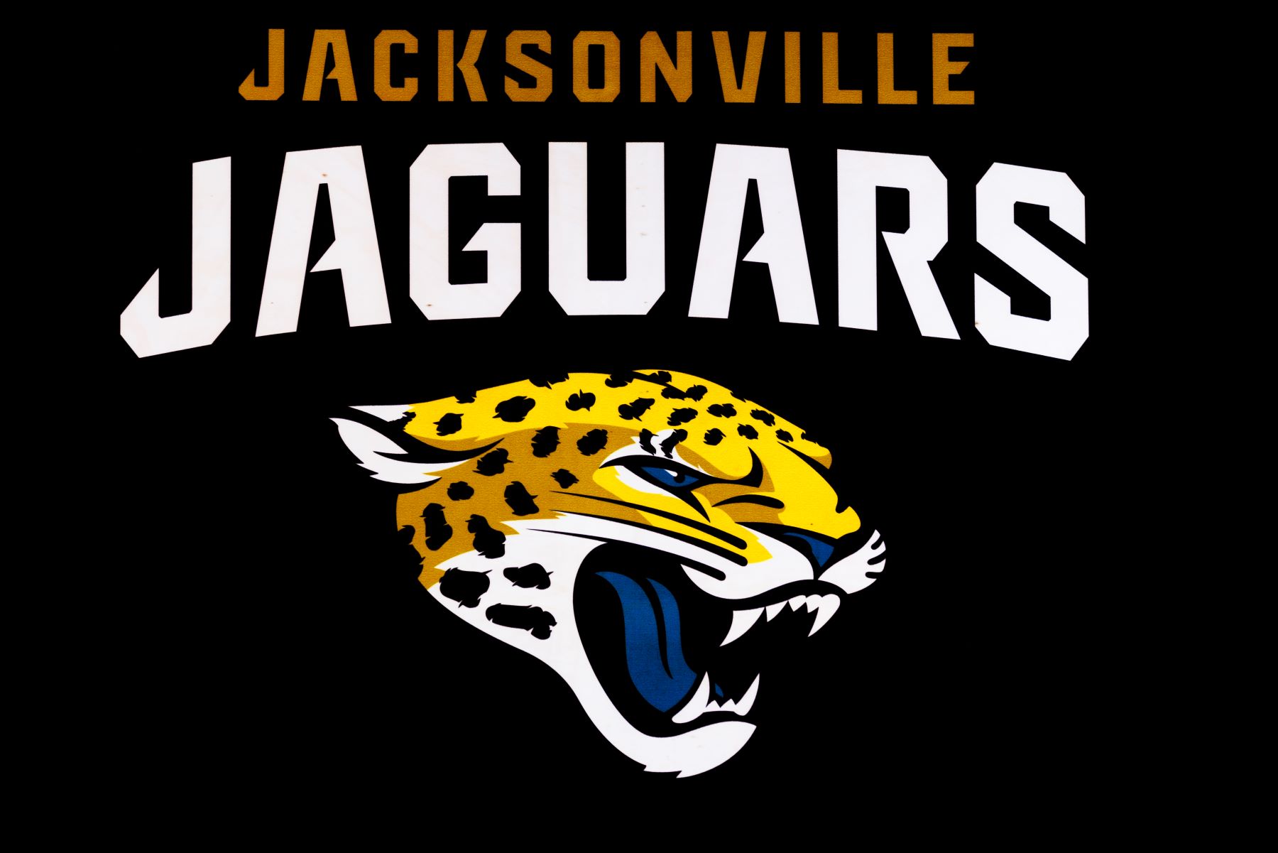 NFL team Jacksonville Jaguars logo seen at the Los Angeles Convention Center during the Super Bowl Experience