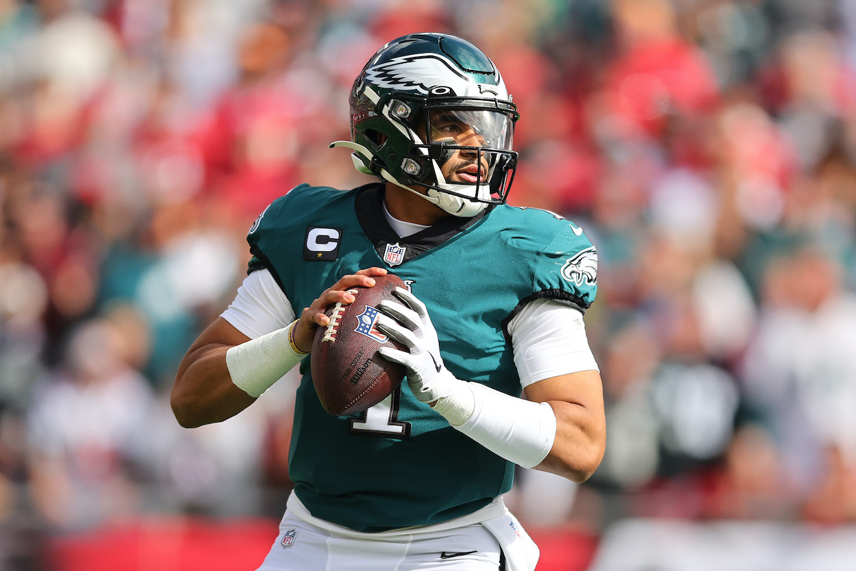 Jalen Hurts in action against the Buccaneers.