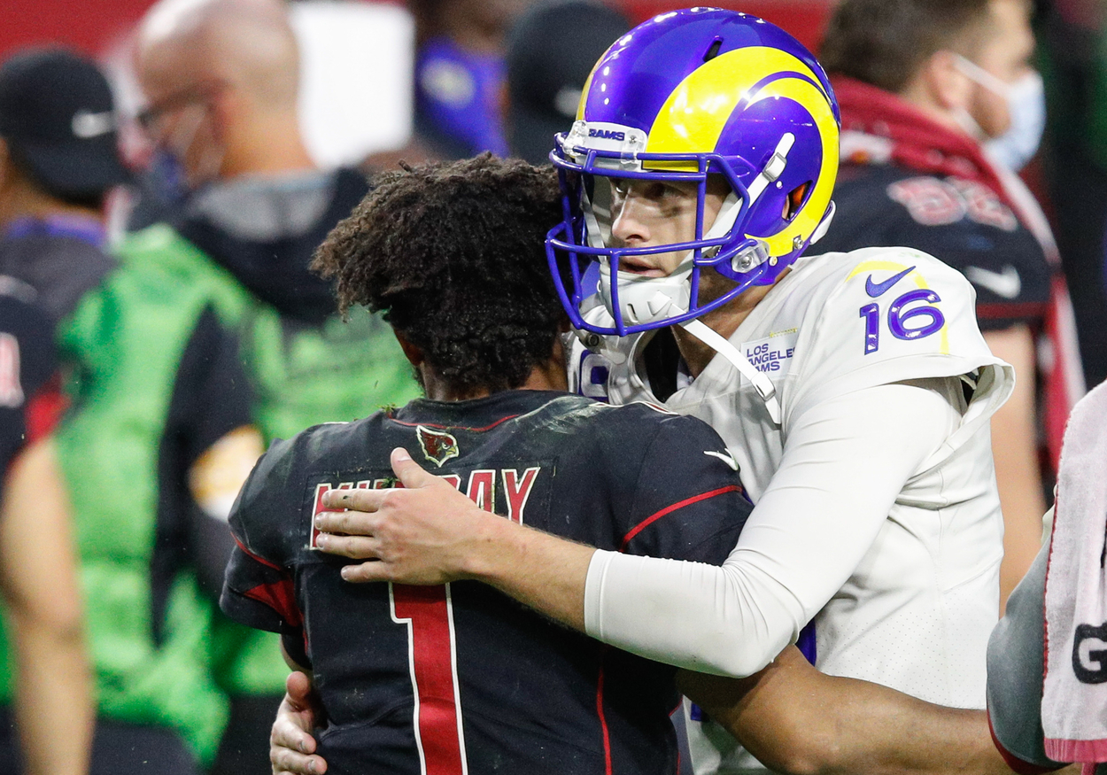 Arizona Cardinals and then-Los Angeles Rams quarterback Jared Goff in 2020.