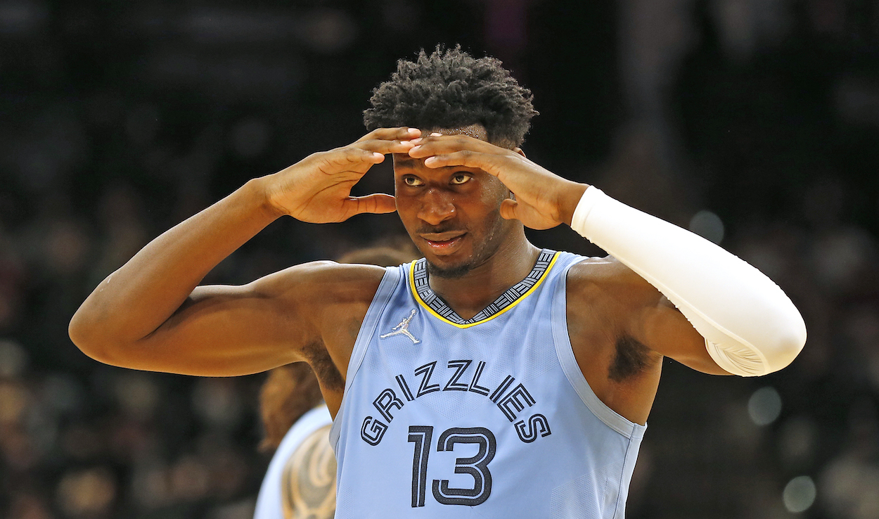 Jaren Jackson Jr. looks on during a game against the Spurs.