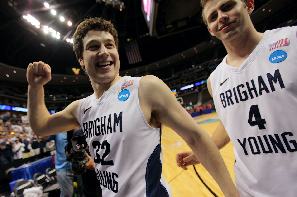 Jimmer Fredette celebrates a win.