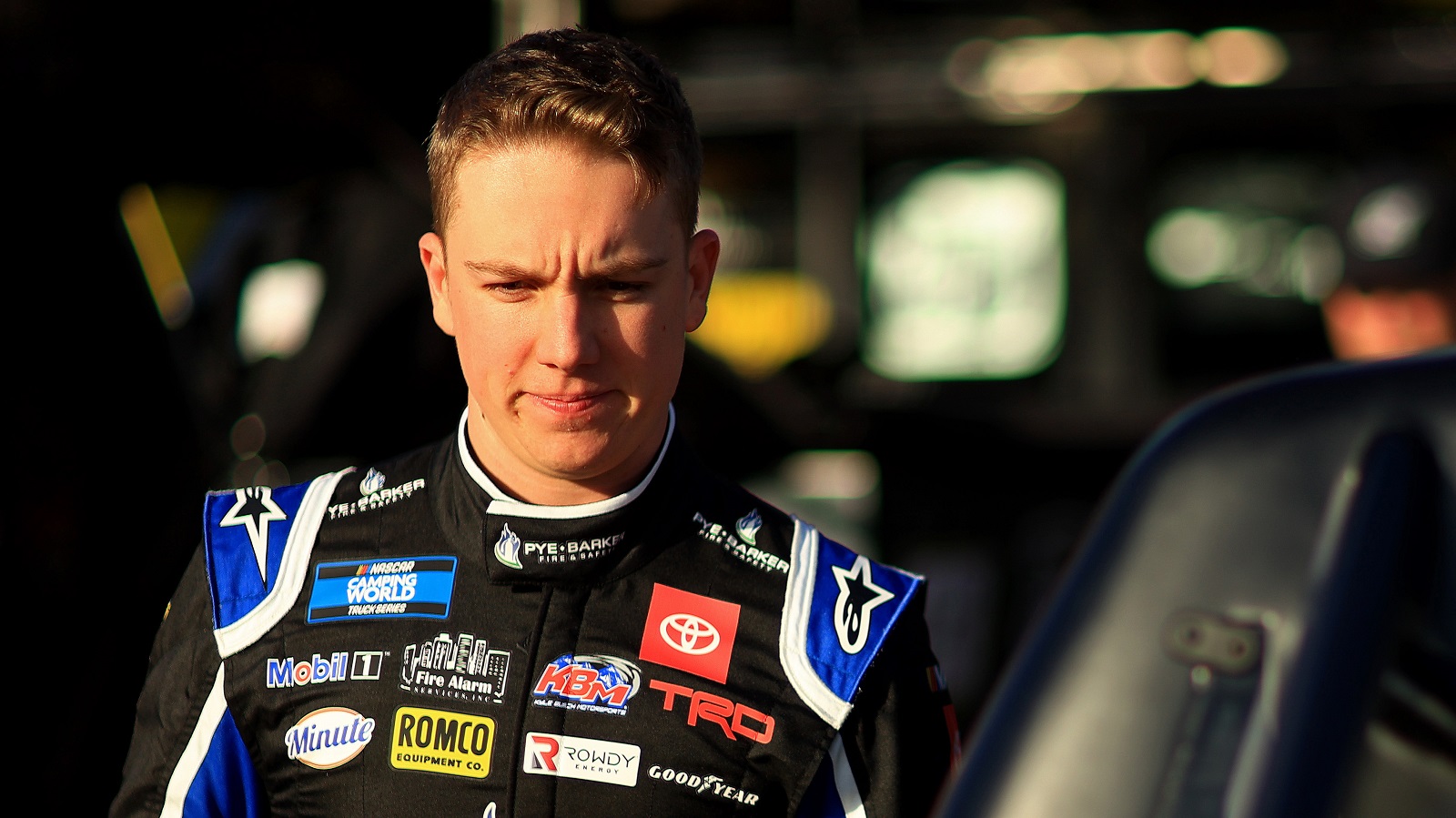 John Hunter Nemechek prepares to practice for the NASCAR Camping World Truck Series NextEra Energy 250 at Daytona International Speedway on Feb. 17, 2022. | Mike Ehrmann/Getty Images