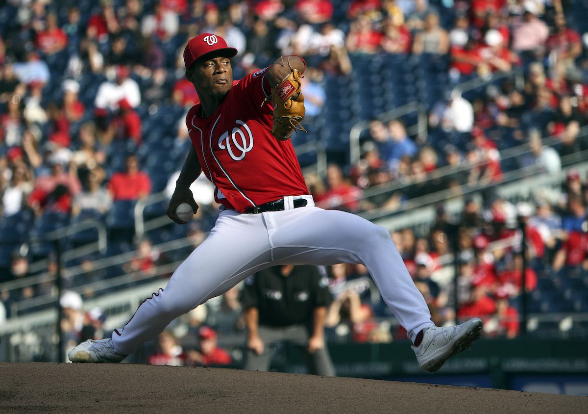 Josiah Gray throws a pitch for the Washington Nationals