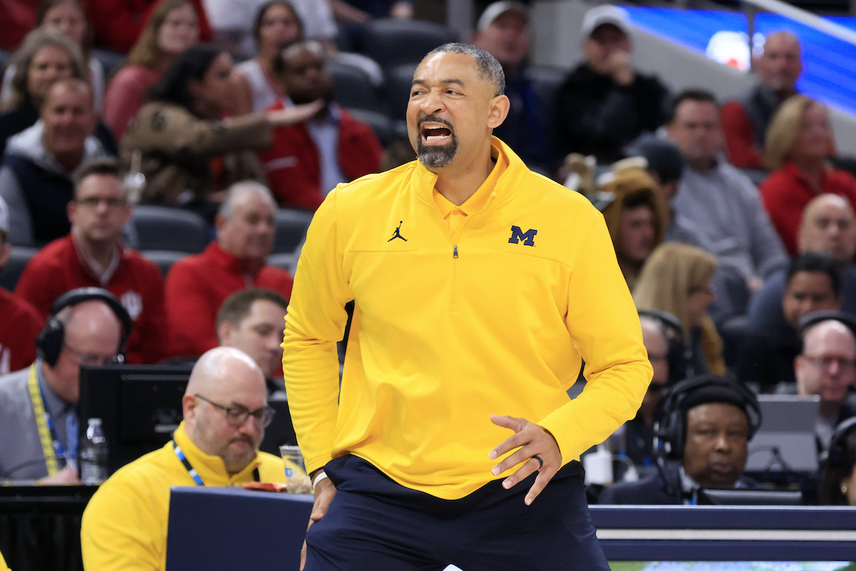 Head coach Juwan Howard of the Michigan Wolverines whose tea is a No. 11 seed in March Madness.