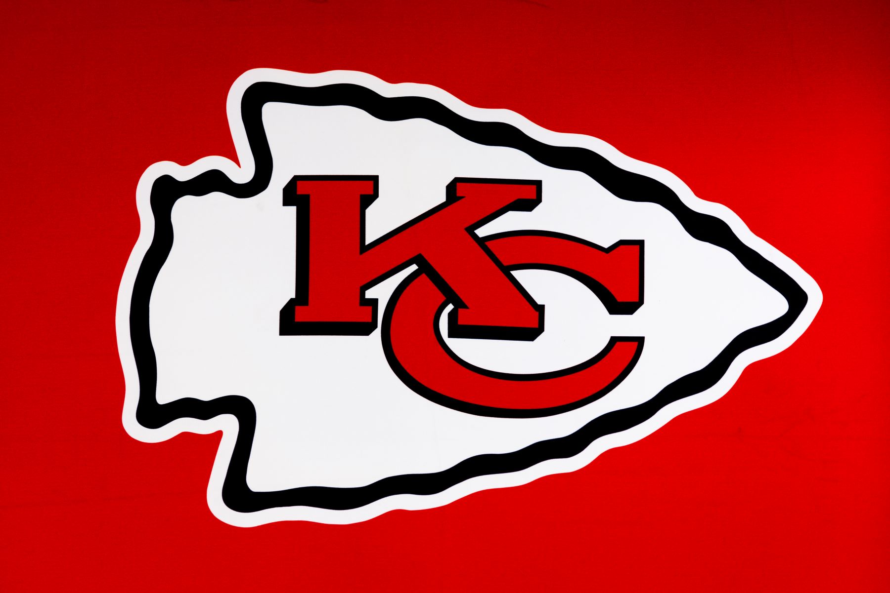 NFL team Kansas City Chiefs logo seen at the Los Angeles Convention Center during the Super Bowl Experience