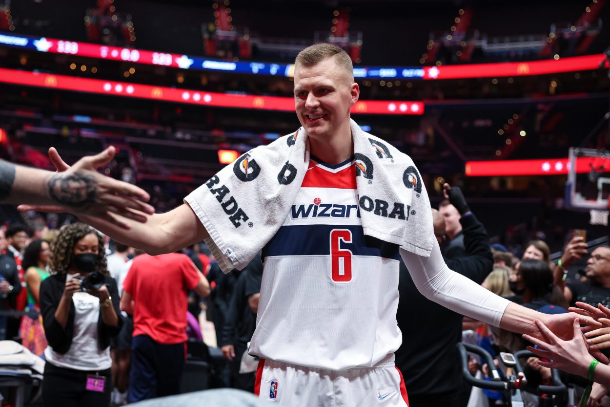 Washington Wizards big man Kristaps Porzingis walks off the floor after a game against the Indiana Pacers in March 2022