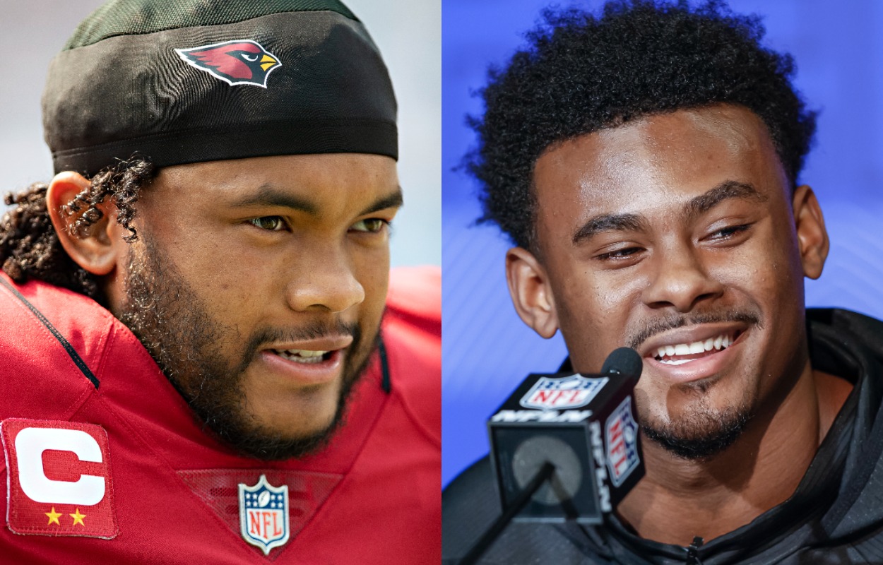 Arizona Cardinals quarterback Kyler Murray (L) and Liberty's Malik Willis.