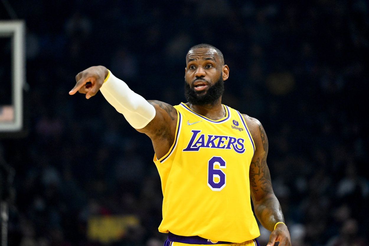 Los Angeles Lakers superstar LeBron James during a game against the Cavs in 2022.