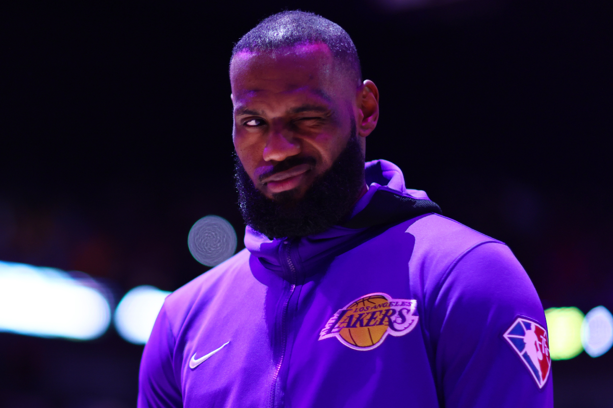 Los Angeles Lakers superstar LeBron James before a game against the Heat.