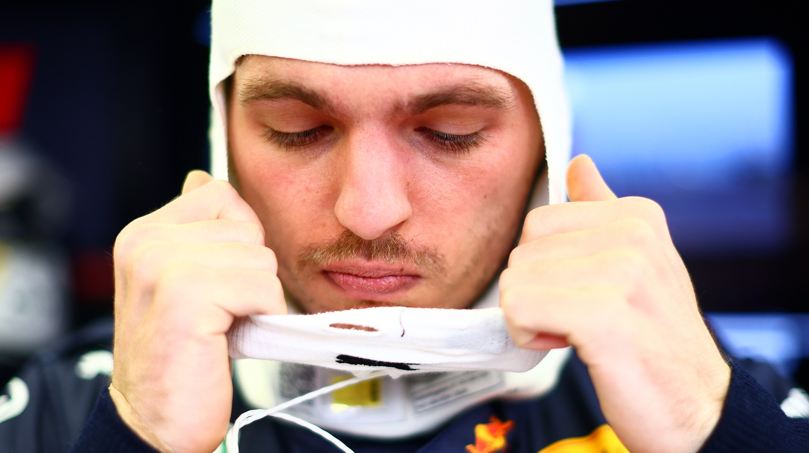 Max Verstappen of Oracle Red Bull Racing prepares to drive in the garage before the F1 Grand Prix of Bahrain at Bahrain International Circuit on March 20, 2022.