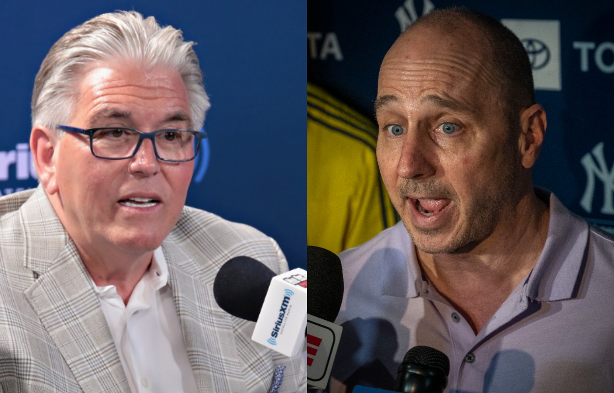 Mike Francesa (L) and New York Yankees general manager Brian Cashman.
