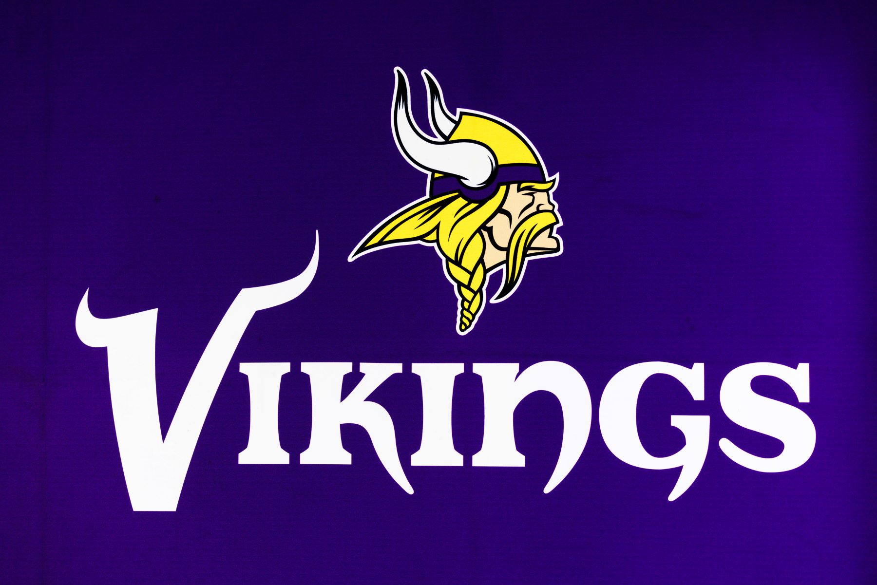 NFL team Minnesota Vikings logo seen at the Los Angeles Convention Center during the Super Bowl Experience