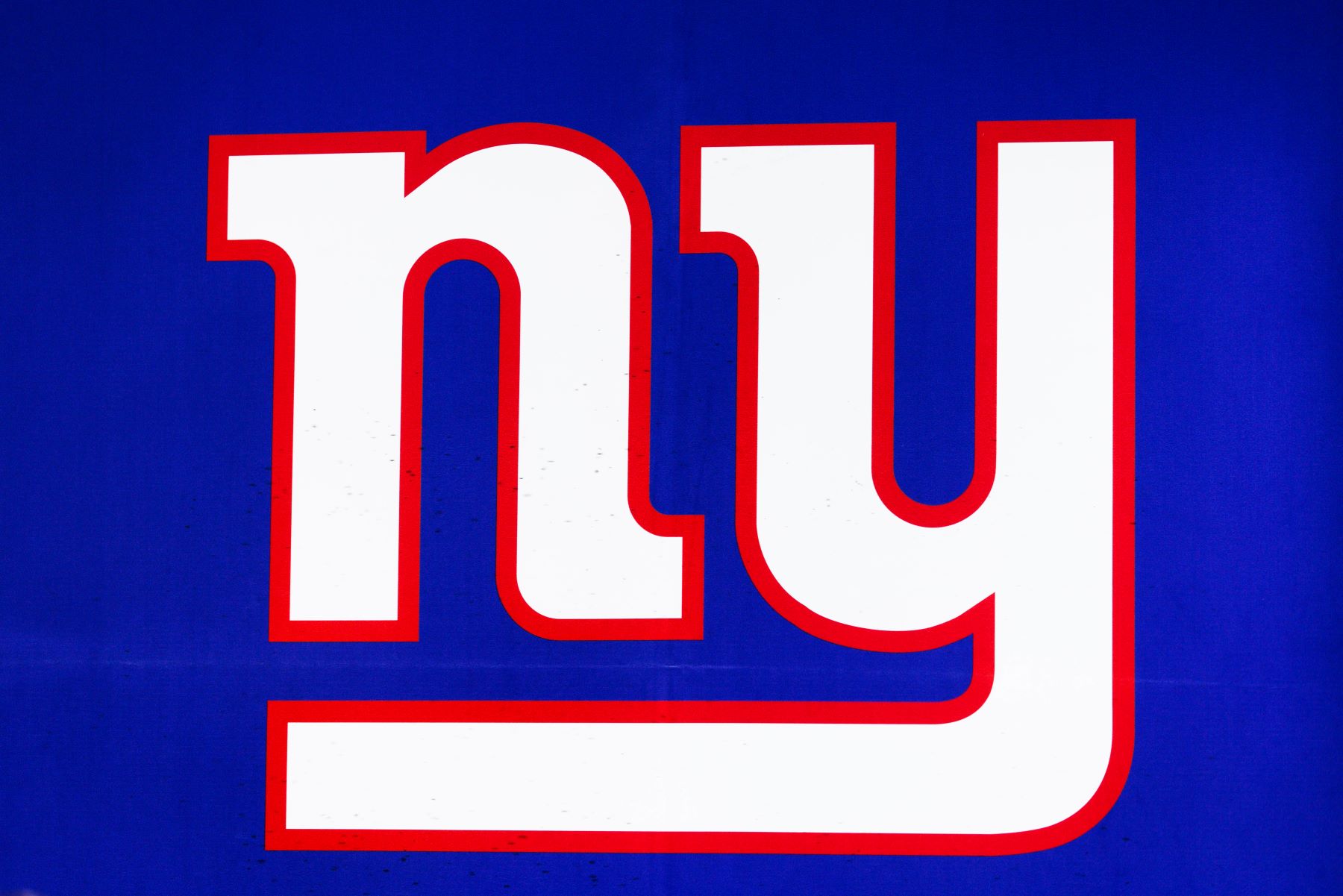 New York Giants logo seen at the Los Angeles Convention Center during the Super Bowl Experience