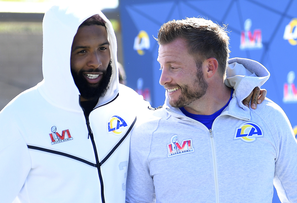 Los Angeles Rams receiver Odell Beckham Jr. (L) and head coach Sean McVay in 2022.