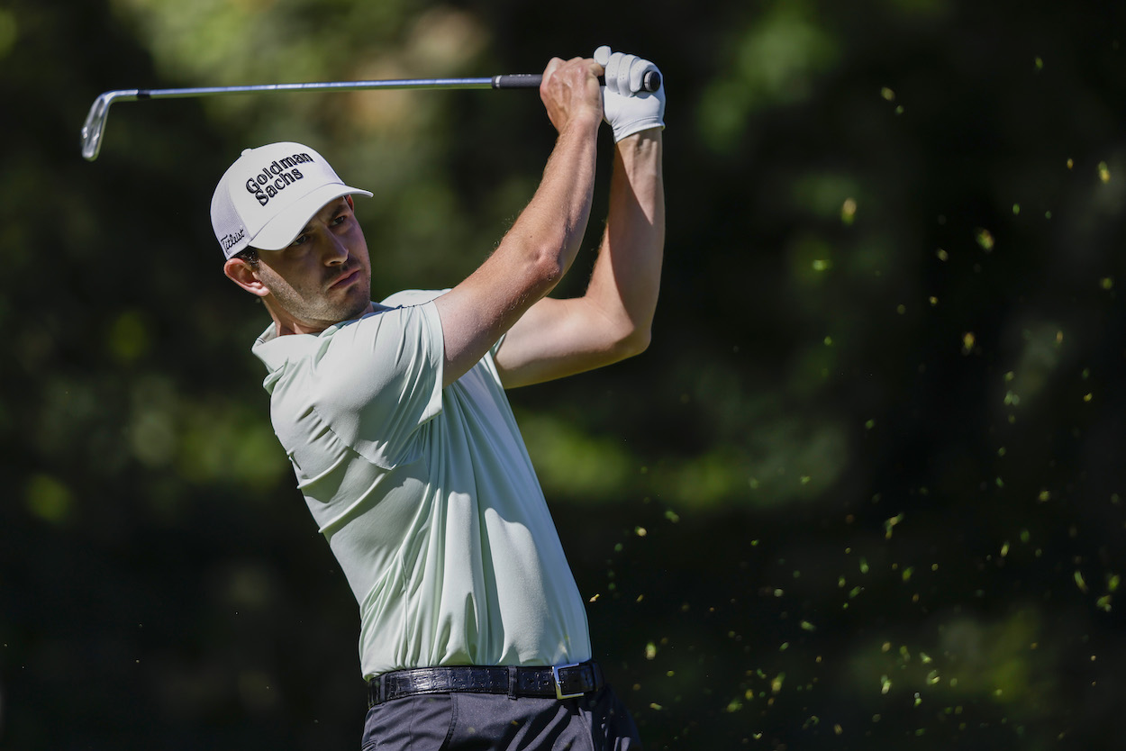 Patrick Cantlay hits a shot.